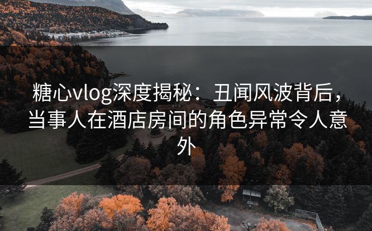 糖心vlog深度揭秘:丑闻风波背后,当事人在酒店房间的角色异常令人意外 糖心vlog深度揭秘:丑闻风波背后,当事人在酒店房间的角色异常令人意外