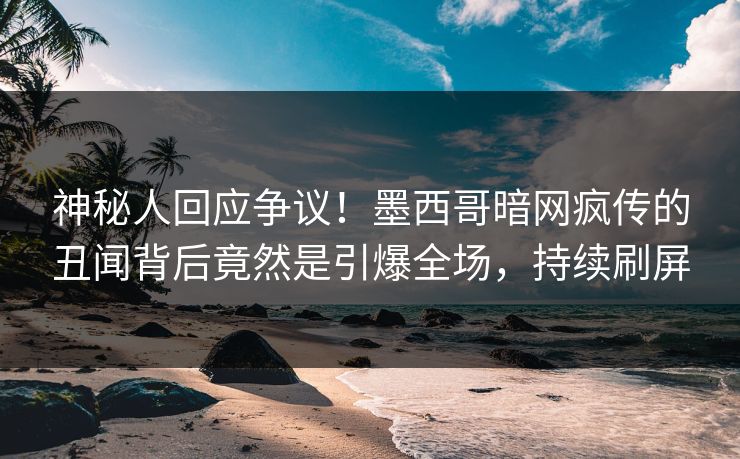 神秘人回应争议！墨西哥暗网疯传的丑闻背后竟然是引爆全场，持续刷屏