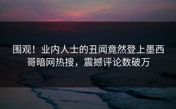 围观！业内人士的丑闻竟然登上墨西哥暗网热搜，震撼评论数破万
