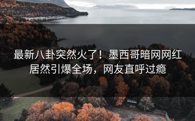 最新八卦突然火了！墨西哥暗网网红居然引爆全场，网友直呼过瘾
