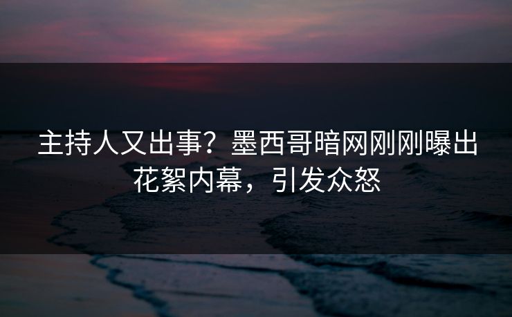 主持人又出事？墨西哥暗网刚刚曝出花絮内幕，引发众怒