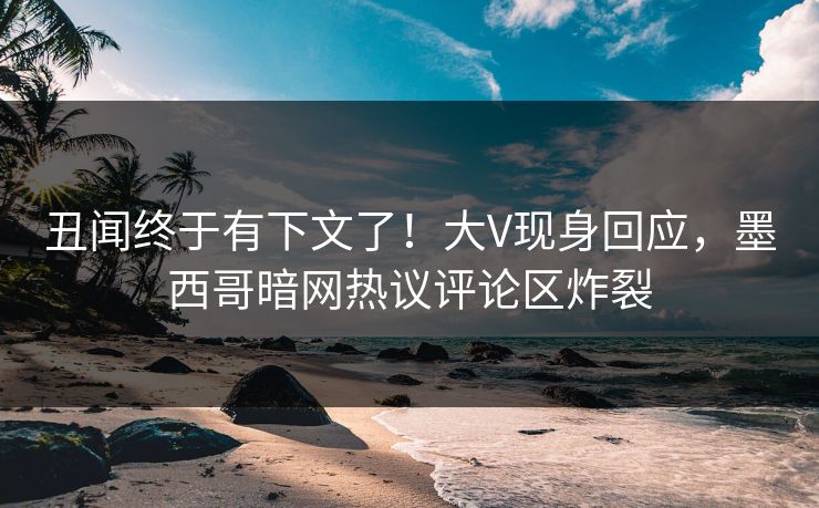丑闻终于有下文了！大V现身回应，墨西哥暗网热议评论区炸裂