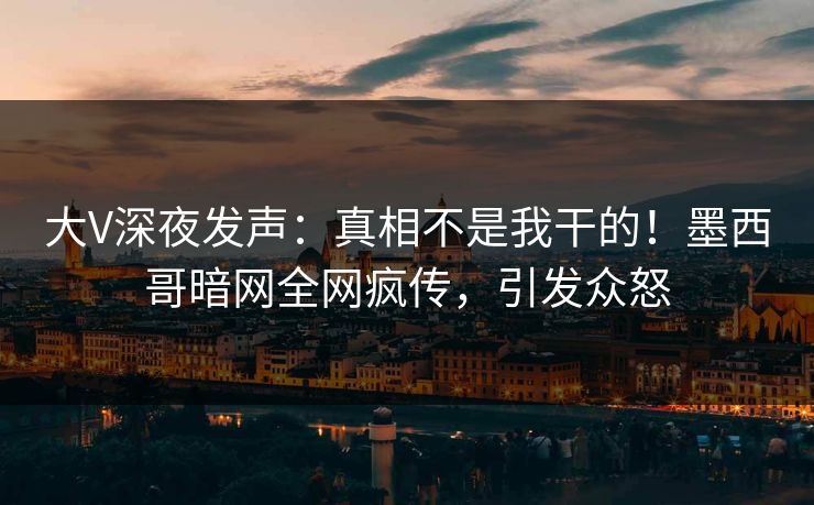 大V深夜发声：真相不是我干的！墨西哥暗网全网疯传，引发众怒