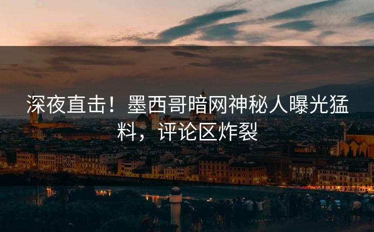 深夜直击！墨西哥暗网神秘人曝光猛料，评论区炸裂