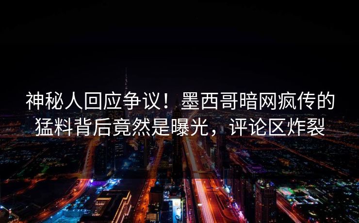 神秘人回应争议！墨西哥暗网疯传的猛料背后竟然是曝光，评论区炸裂