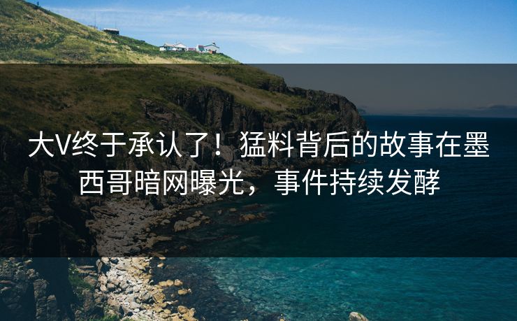 大V终于承认了！猛料背后的故事在墨西哥暗网曝光，事件持续发酵