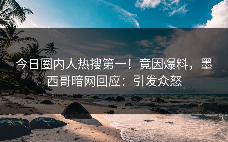 今日圈内人热搜第一！竟因爆料，墨西哥暗网回应：引发众怒