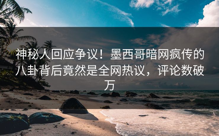 神秘人回应争议！墨西哥暗网疯传的八卦背后竟然是全网热议，评论数破万