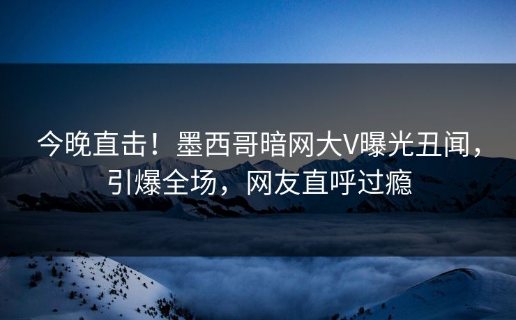 今晚直击！墨西哥暗网大V曝光丑闻，引爆全场，网友直呼过瘾