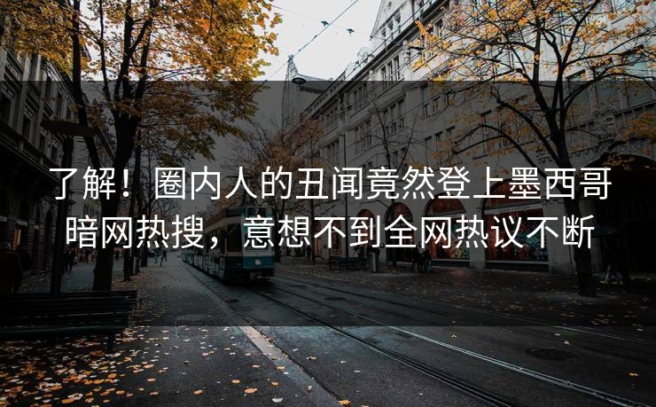 了解！圈内人的丑闻竟然登上墨西哥暗网热搜，意想不到全网热议不断