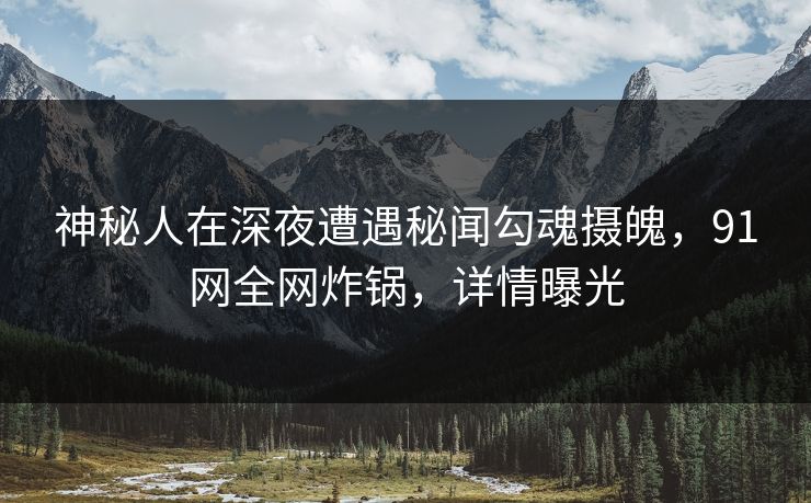 神秘人在深夜遭遇秘闻勾魂摄魄，91网全网炸锅，详情曝光