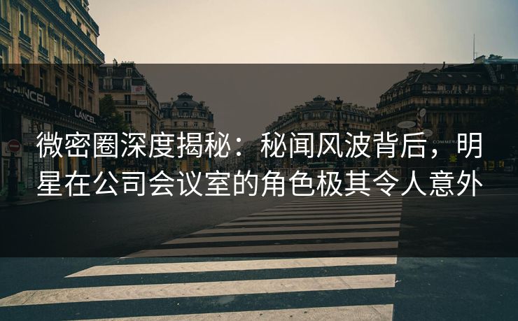 微密圈深度揭秘：秘闻风波背后，明星在公司会议室的角色极其令人意外