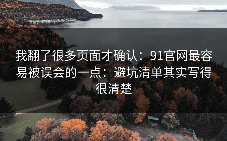 我翻了很多页面才确认：91官网最容易被误会的一点：避坑清单其实写得很清楚